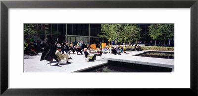 Group Of People Sitting Outside A Museum, Museum Of Modern Art, New York City, Ny, Usa by Panoramic Images Pricing Limited Edition Print image