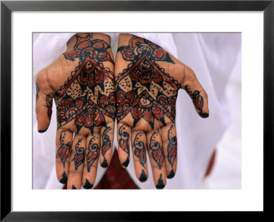 Person Displaying Henna Hand Tattoos, Djibouti, Djibouti by Frances Linzee Gordon Pricing Limited Edition Print image