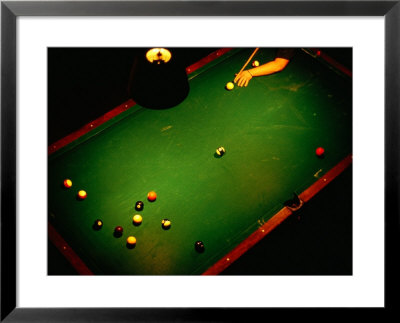 Playing Billiards At Temple Billiards In Pioneer Square, Seattle, Washington, Usa by Lawrence Worcester Pricing Limited Edition Print image
