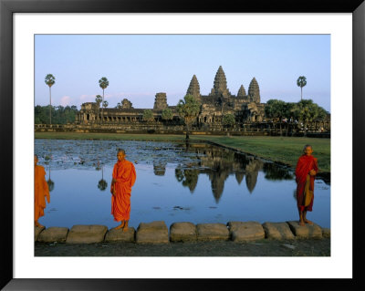 Monks In Saffron Robes, Angkor Wat, Unesco World Heritage Site, Siem Reap, Cambodia, Indochina by Bruno Morandi Pricing Limited Edition Print image