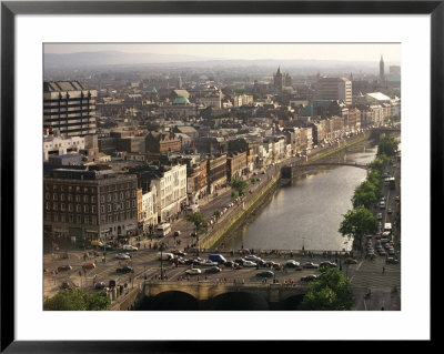 Aerial View Along The River Liffey, Dublin, Eire (Republic Of Ireland) by Tim Hall Pricing Limited Edition Print image