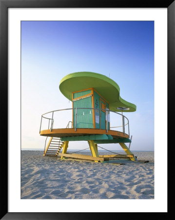 Lifeguard Hut In Art Deco Style, South Beach, Miami Beach, Miami, Florida, Usa by Gavin Hellier Pricing Limited Edition Print image