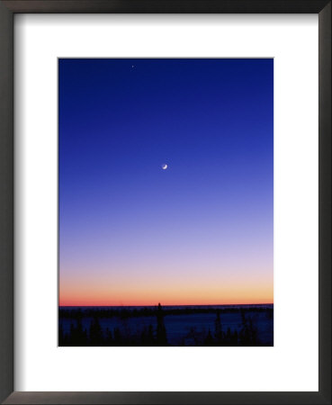 The Moon Rises As The Sun Sets Over A Flat Landscape by Norbert Rosing Pricing Limited Edition Print image