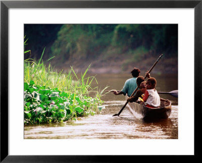People Canoeing On River, East Sepik, Papua New Guinea by Peter Hendrie Pricing Limited Edition Print image