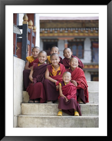Group Of Young Buddhist Monks, Karchu Dratsang Monastery, Jankar, Bumthang, Bhutan by Angelo Cavalli Pricing Limited Edition Print image