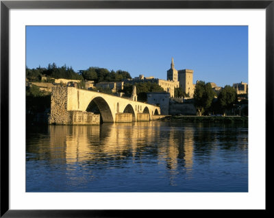 Papal Palace, Bridge And The River Rhone, Avignon, Provence, France by John Miller Pricing Limited Edition Print image