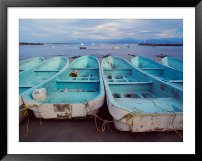 Turquoise Fishing Boats In Fishing Village, North Of Puerto Vallarta, Colonial Heartland, Mexico by Tom Haseltine Pricing Limited Edition Print image