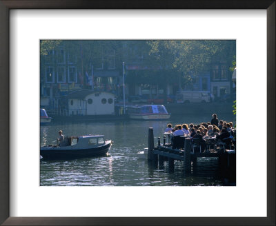 Outdoor Cafe On Canal, Amsterdam, North Holland, Netherlands by Thomas Winz Pricing Limited Edition Print image