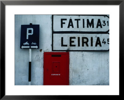 Street Signs And Letterbox In Tomar, Tomar, Ribatejo, Portugal by Jeffrey Becom Pricing Limited Edition Print image