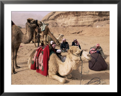 Group Of Bedouin And Camels, Wadi Rum, Jordan, Middle East by Bruno Morandi Pricing Limited Edition Print image