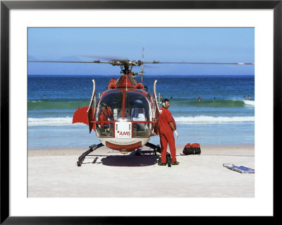 First Aid Medical Helicopter Lands On The Beach, South Africa, Africa by Yadid Levy Pricing Limited Edition Print image