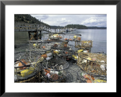 Crab Pots On Shore Of Cornet Bay, Whidbey Island, Washington, Usa by William Sutton Pricing Limited Edition Print image