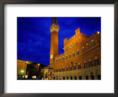 Imposing Torre Del Mangia And Palazzo Pubblico By Night, Siena, Tuscany, Italy by Glenn Beanland Pricing Limited Edition Print image