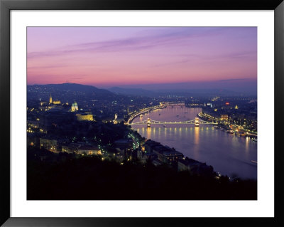 Evening View Over City And River Danube, Chain Bridge And Parliament, Hungary by Gavin Hellier Pricing Limited Edition Print image