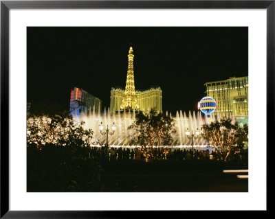 A Night View Of The Water And Light Show At The Bellagio Hotel by Heather Perry Pricing Limited Edition Print image