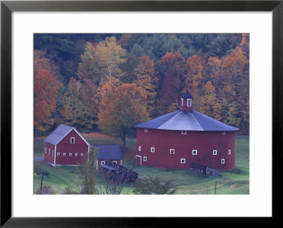 Red Round Barn In Autumn, East Barnet, Vermont, Usa by Darrell Gulin Pricing Limited Edition Print image
