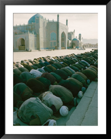 Afghan Men Pray Near The Mosque In Mazar-I-Sharif by Thomas J. Abercrombie Pricing Limited Edition Print image