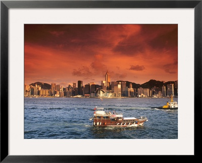 Hong Kong Harbor At Sunset, Hong Kong, China by Bill Bachmann Pricing Limited Edition Print image