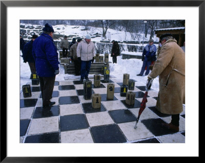 Men Playing Outdoor Chess In Winter, Helsinki, Finland by Wayne Walton Pricing Limited Edition Print image
