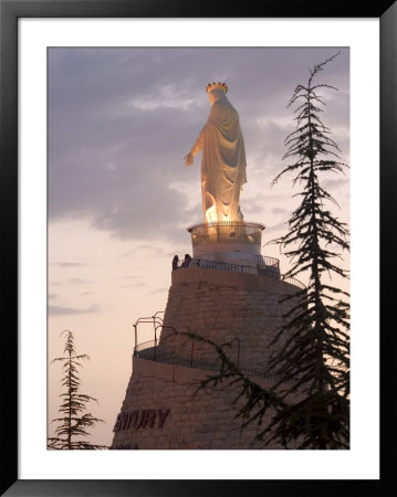 Mountain Top Basilica Of Our Lady Of Lebanon In The Evening, Jounieh, Near Beirut, Lebanon by Christian Kober Pricing Limited Edition Print image