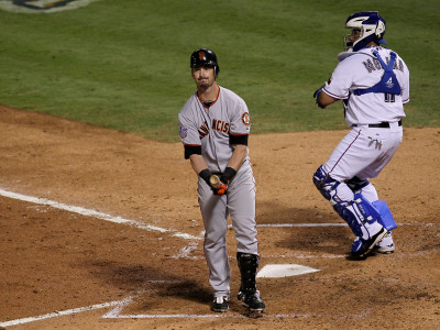 Texas Rangers V. San Francisco Giants, Game 5:  Aaron Rowand by Stephen Dunn Pricing Limited Edition Print image