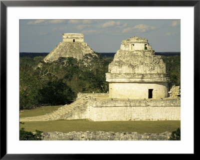 Mayan Observatory And The Great Pyramid Beyond, Chichen Itza, Unesco World Heritage Site, Mexico by Christopher Rennie Pricing Limited Edition Print image