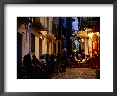 Outdoor Restaurants Near Citadel At Night, Peniscola, Valencia, Spain by David Tomlinson Pricing Limited Edition Print image