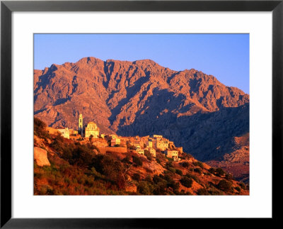 Hilltop Village Bathed In Afternoon Sunlight, Corsica, France by David Tomlinson Pricing Limited Edition Print image