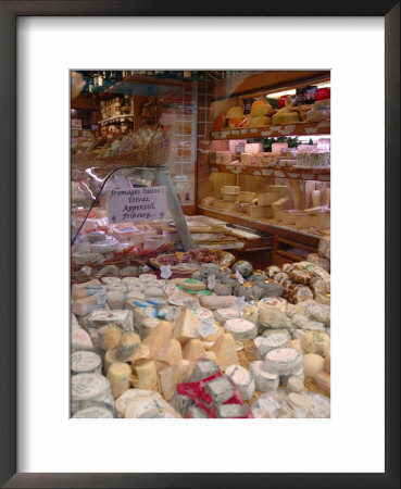 Cheese And Wine Variety In Shop, Paris, France by Lisa S. Engelbrecht Pricing Limited Edition Print image