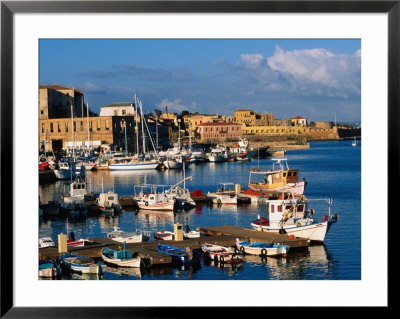 Fishing Boats Moored In Harbour,Hania, Crete, Greece by John Elk Iii Pricing Limited Edition Print image