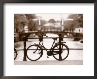 Bike On Bridge And Canal, Amsterdam, Holland by Jon Arnold Pricing Limited Edition Print image
