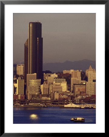 Sunset, Seattle Skyline, Tugboats In Elliott Bay by Jim Corwin Pricing Limited Edition Print image
