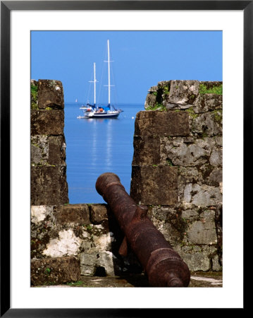 Cannon At Ruins Of San Jeronimo Fort (1753), Yacht In Background, Portobelo, Panama by Alfredo Maiquez Pricing Limited Edition Print image