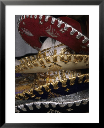 Traditional Hats Stacked On Display, Puerto Vallarta, Mexico by John & Lisa Merrill Pricing Limited Edition Print image