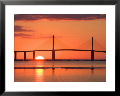 Sunrise Behind Sunshine Skyway Bridge, Florida, Usa by Jerry & Marcy Monkman Pricing Limited Edition Print image