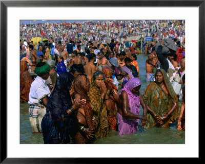 Hindu Pilgrims Bathing In River At Kumba Mela Festival, Allahabad, India by Paul Beinssen Pricing Limited Edition Print image