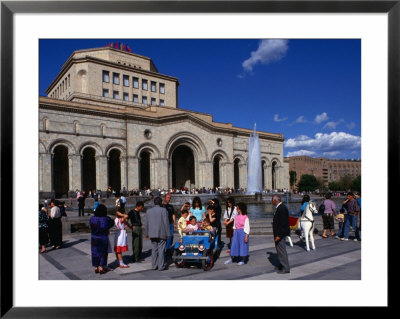 Crowd In Republic Square Outside Armenian History Museum And National Art Gallery, Yerevan, Armenia by Bill Wassman Pricing Limited Edition Print image
