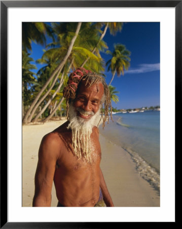 Portrait Of A Rasta Man At Pigeon Point, Tobago, Trinidad And Tobago, West Indies, Caribbean by Gavin Hellier Pricing Limited Edition Print image