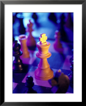 Chess Piece Highlighted On Chessboard by David Petty Pricing Limited Edition Print image