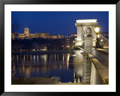Chain Bridge Over The River Danube, Embankment Buildings, Budapest, Hungary, Europe by Chris Kober Pricing Limited Edition Print image