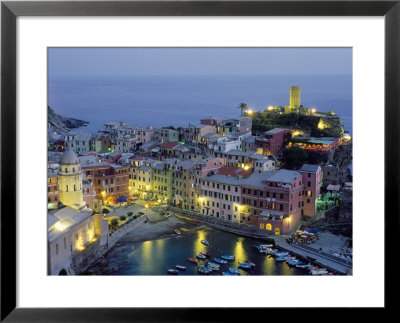 Village Of Vernazza In The Evening, Cinque Terre, Unesco World Heritage Site, Liguria, Italy by Bruno Morandi Pricing Limited Edition Print image