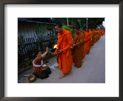 Monks Collecting Alms In Morning, Luang Prabang, Laos by Kraig Lieb Pricing Limited Edition Print image
