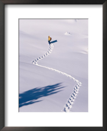 A Hiker Snowshoeing A Trail In Fresh Powder by Rich Reid Pricing Limited Edition Print image