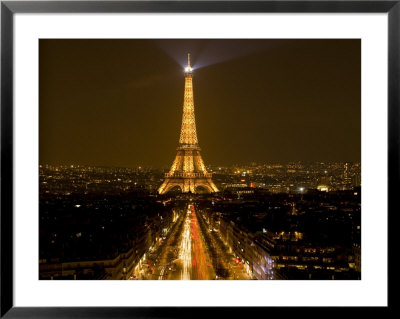 Digital Composite Of Eiffel Tower And Champs-Elysees At Nighttime, Paris, France by Jim Zuckerman Pricing Limited Edition Print image