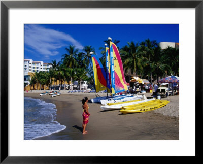 Woman And Yachts On Beach, Westin Regina Resort, Puerto Vallarta, Mexico by Richard Cummins Pricing Limited Edition Print image