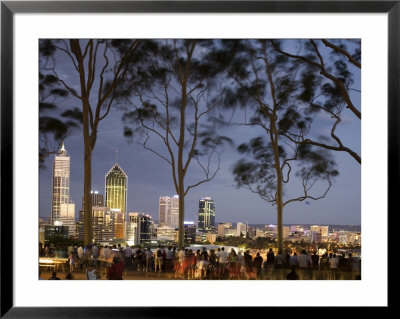 People In Kings Park Watching Fireworks On Australia Day With Perth Skyline In Background by Orien Harvey Pricing Limited Edition Print image
