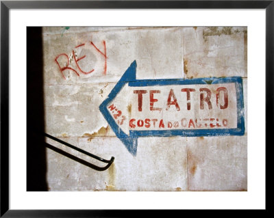 Sign On Wall Directing To Teatro, Lisbon, Portugal by Martin Lladó Pricing Limited Edition Print image