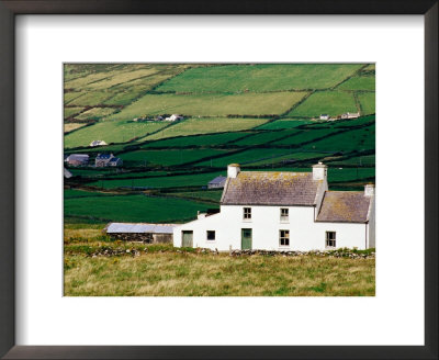 Overhead Of Farmhouse And Valley With Drystone Walled Fields, Skellig Ring, Ireland by Richard Cummins Pricing Limited Edition Print image