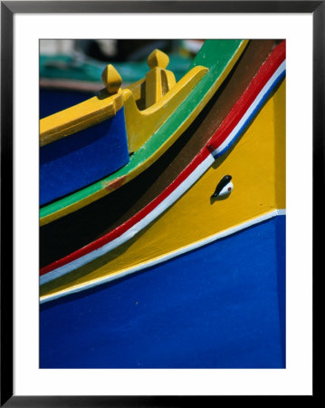 Colourful Luzzu Fishing Boat With Eye Of Protection, Marsaxlokk, Malta by Patrick Syder Pricing Limited Edition Print image
