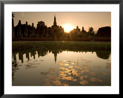 Sukhothai Ruins And Sunset Reflected In Lotus Pond, Thailand by Gavriel Jecan Pricing Limited Edition Print image
